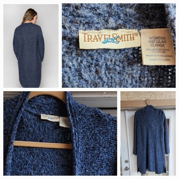 Travel Smith Blue Tweed Knit Long Coat ,Cardigan - Picture 2 of 2